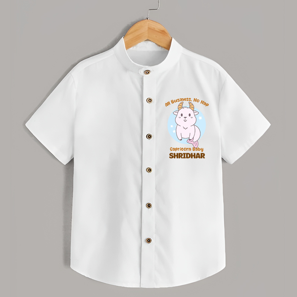 All Business, No Nap Capricorn Baby Shirt | Personalized Capricorn Shirt for Your Busy Baby - WHITE - 0 - 6 Months Old (Chest 23")