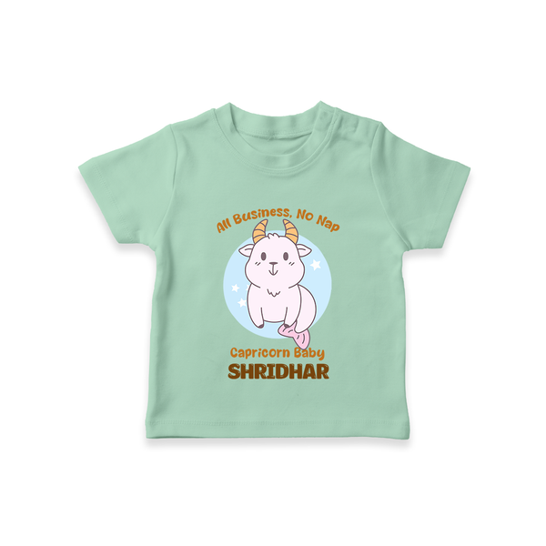 All Business, No Nap Capricorn Baby T-Shirt | Personalized Capricorn T-Shirt for Your Busy Baby - MINT GREEN - 0-5 Months Old (Chest 17")