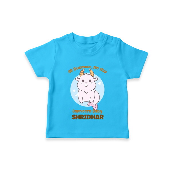 All Business, No Nap Capricorn Baby T-Shirt | Personalized Capricorn T-Shirt for Your Busy Baby - SKY BLUE - 0-5 Months Old (Chest 17")