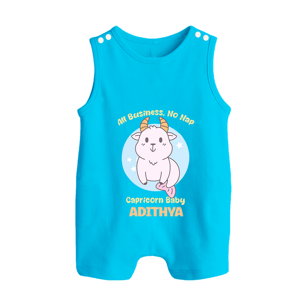 All Business, No Nap Capricorn Baby Romper Suit / Sleeveless Romper | Personalized Capricorn Romper Suit / Sleeveless Romper for Your Busy Baby - SKY BLUE - 0 - 5 Months Old (Chest 18")