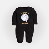 All Business, No Nap Capricorn Baby Sleepsuit / Full Sleeve Bodysuit | Personalized Capricorn Sleepsuit / Full Sleeve Bodysuit for Your Busy Baby - BLACK - New Born (Chest 7.5")