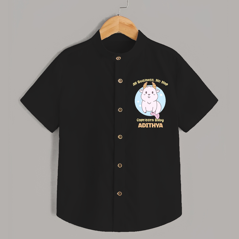 All Business, No Nap Capricorn Baby Shirt | Personalized Capricorn Shirt for Your Busy Baby - BLACK - 0 - 6 Months Old (Chest 23")