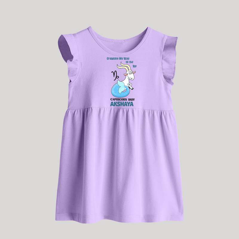 Crawling My Way To The Top Capricorn Baby Frock | Custom Capricorn Baby Frock for Your Little Achiever - LILAC - 0 - 3 Months Old (Chest 17")