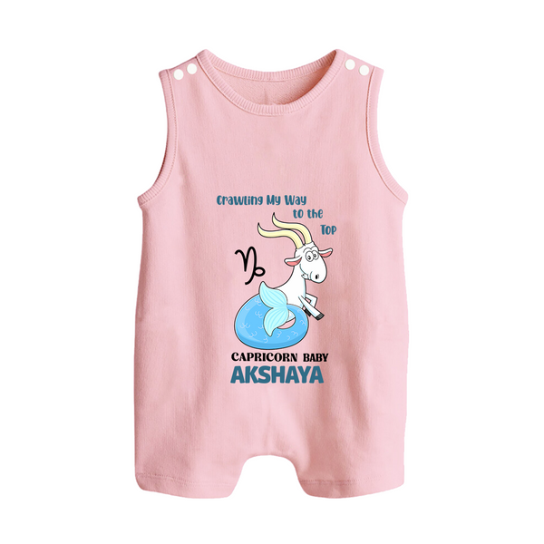 Crawling My Way To The Top Capricorn Baby Romper Suit / Sleeveless Romper | Custom Capricorn Romper Suit / Sleeveless Romper for Your Little Achiever - BABY PINK - 0 - 5 Months Old (Chest 18")
