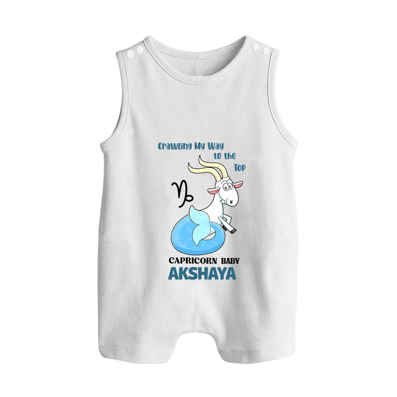 Crawling My Way To The Top Capricorn Baby Romper Suit / Sleeveless Romper | Custom Capricorn Romper Suit / Sleeveless Romper for Your Little Achiever - WHITE - 0 - 5 Months Old (Chest 18")