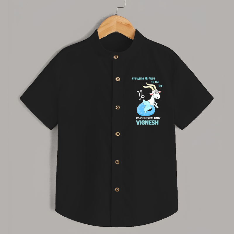 Crawling My Way To The Top Capricorn Baby Shirt | Custom Capricorn Shirt for Your Little Achiever - BLACK - 0 - 6 Months Old (Chest 23")