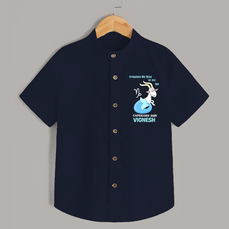 Crawling My Way To The Top Capricorn Baby Shirt | Custom Capricorn Shirt for Your Little Achiever - NAVY BLUE - 0 - 6 Months Old (Chest 23")