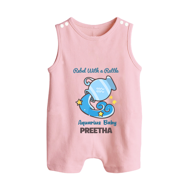 Rebel With A Rattle Aquarius Baby Romper Suit / Sleeveless Romper | Personalized Aquarius Romper Suit / Sleeveless Romper for Your Rebellious Baby - BABY PINK - 0 - 5 Months Old (Chest 18")