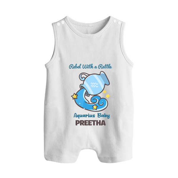 Rebel With A Rattle Aquarius Baby Romper Suit / Sleeveless Romper | Personalized Aquarius Romper Suit / Sleeveless Romper for Your Rebellious Baby - WHITE - 0 - 5 Months Old (Chest 18")