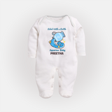 Rebel With A Rattle Aquarius Baby Sleepsuit / Full Sleeve Bodysuit | Personalized Aquarius Sleepsuit / Full Sleeve Bodysuit for Your Rebellious Baby - WHITE - New Born (Chest 7.5")