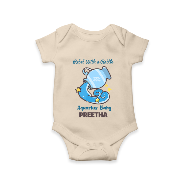 Rebel With A Rattle Aquarius Baby Romper / Onesie | Personalized Aquarius Romper / Onesie for Your Rebellious Baby - IVORY - New Born (Chest 14")