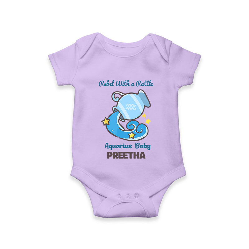 Rebel With A Rattle Aquarius Baby Romper / Onesie | Personalized Aquarius Romper / Onesie for Your Rebellious Baby - LILAC - New Born (Chest 14")