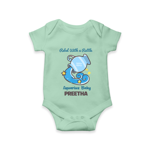 Rebel With A Rattle Aquarius Baby Romper / Onesie | Personalized Aquarius Romper / Onesie for Your Rebellious Baby - MINT GREEN - New Born (Chest 14")