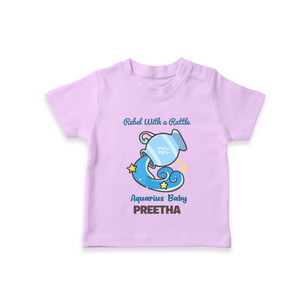Rebel With A Rattle Aquarius Baby T-Shirt | Personalized Aquarius T-Shirt for Your Rebellious Baby - LILAC - 0-5 Months Old (Chest 17")