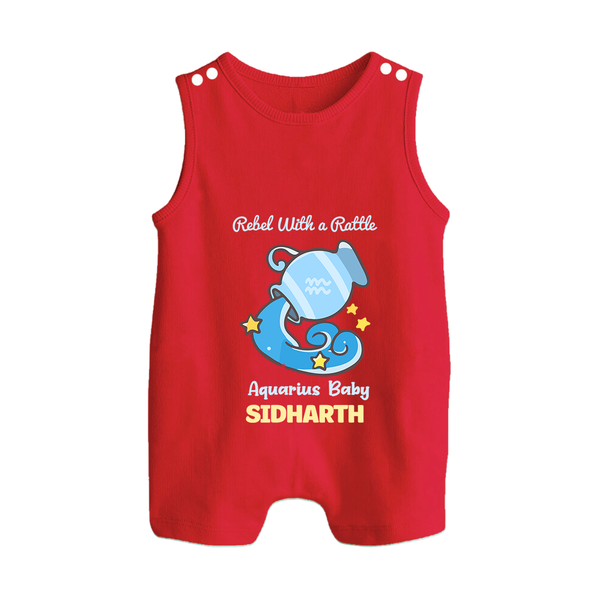 Rebel With A Rattle Aquarius Baby Romper Suit / Sleeveless Romper | Personalized Aquarius Romper Suit / Sleeveless Romper for Your Rebellious Baby - RED - 0 - 5 Months Old (Chest 18")