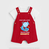 Rebel With A Rattle Aquarius Baby Dungaree Set | Personalized Aquarius Dungaree Set for Your Rebellious Baby - RED - 0 - 5 Months Old (Chest 18")
