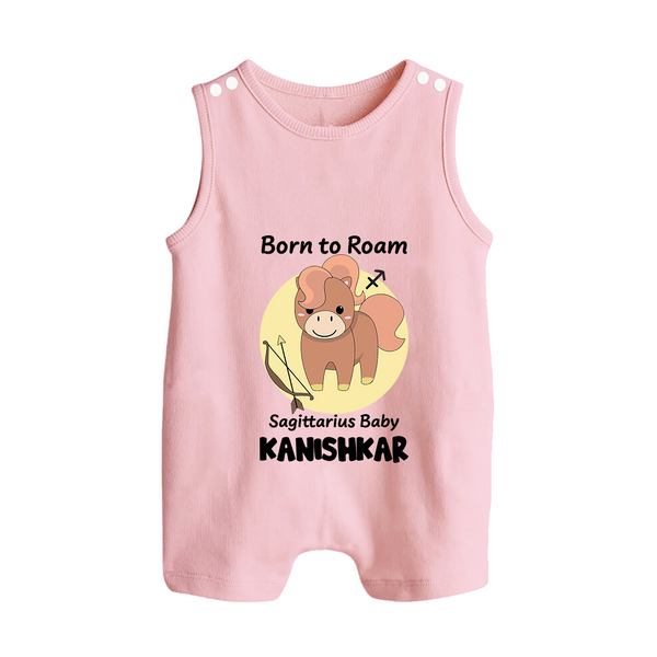 Born To Roam Sagittarius Baby Romper Suit / Sleeveless Romper | Custom Sagittarius Romper Suit / Sleeveless Romper for Your Adventurous Baby - BABY PINK - 0 - 5 Months Old (Chest 18")