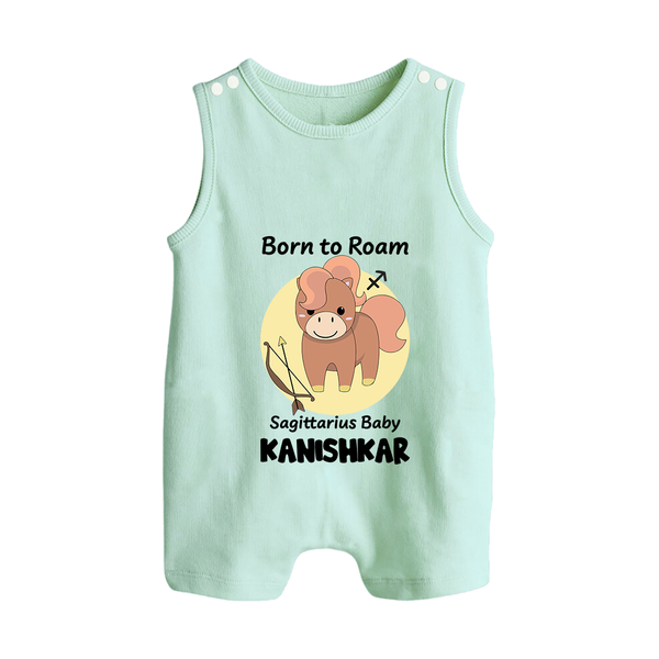Born To Roam Sagittarius Baby Romper Suit / Sleeveless Romper | Custom Sagittarius Romper Suit / Sleeveless Romper for Your Adventurous Baby - MINT GREEN - 0 - 5 Months Old (Chest 18")
