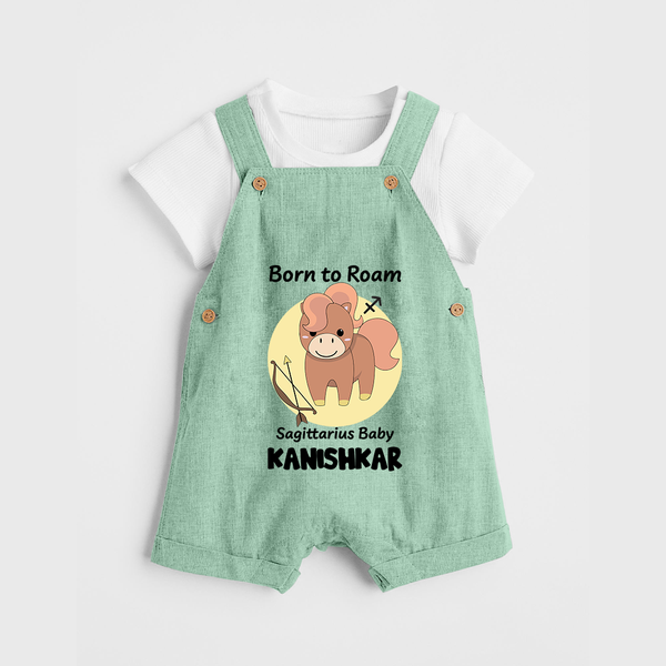 Born To Roam Sagittarius Baby Dungaree Set | Custom Sagittarius Dungaree Set for Your Adventurous Baby - MINT GREEN - 0 - 5 Months Old (Chest 18")