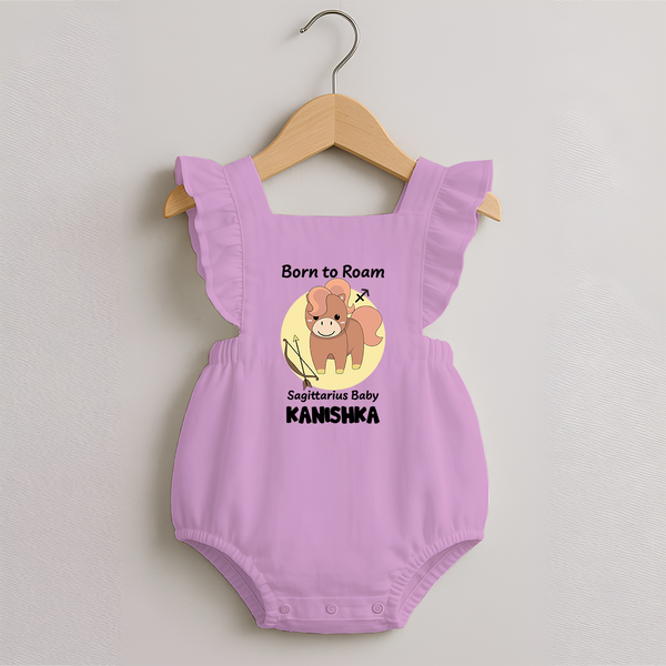 Born To Roam Sagittarius Baby Romper Frock | Custom Sagittarius Romper Frock for Your Adventurous Baby - BABY PINK - 0 - 3 Months Old (Chest 19")