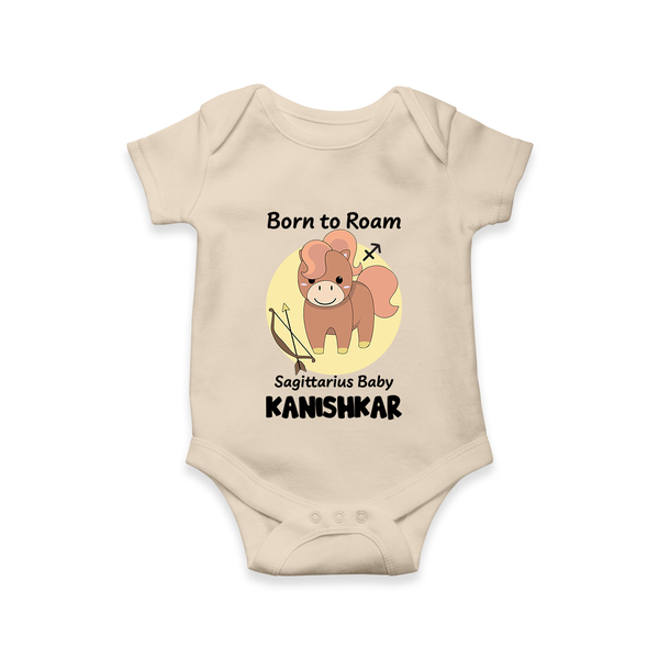 Born To Roam Sagittarius Baby Romper / Onesie | Custom Sagittarius Romper / Onesie for Your Adventurous Baby - IVORY - New Born (Chest 14")