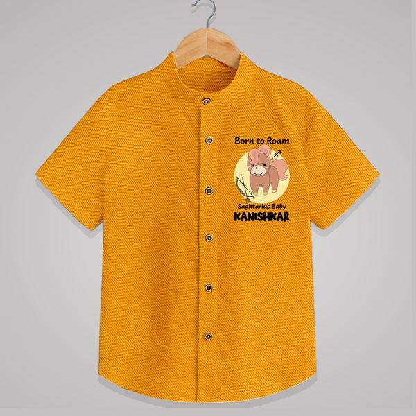 Born To Roam Sagittarius Baby Shirt | Custom Sagittarius Shirt for Your Adventurous Baby - CHROME YELLOW - 0 - 6 Months Old (Chest 23")