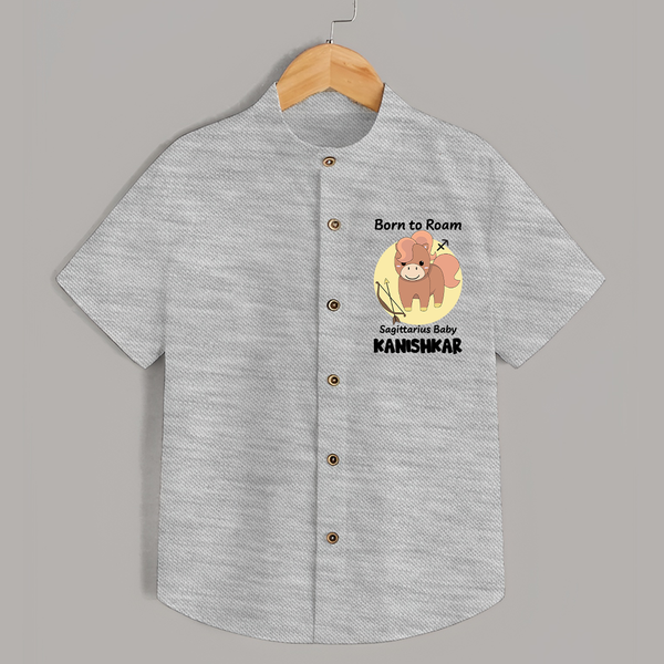 Born To Roam Sagittarius Baby Shirt | Custom Sagittarius Shirt for Your Adventurous Baby - GREY - 0 - 6 Months Old (Chest 23")