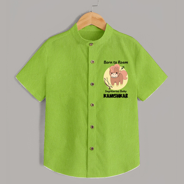 Born To Roam Sagittarius Baby Shirt | Custom Sagittarius Shirt for Your Adventurous Baby - LIME GREEN - 0 - 6 Months Old (Chest 23")