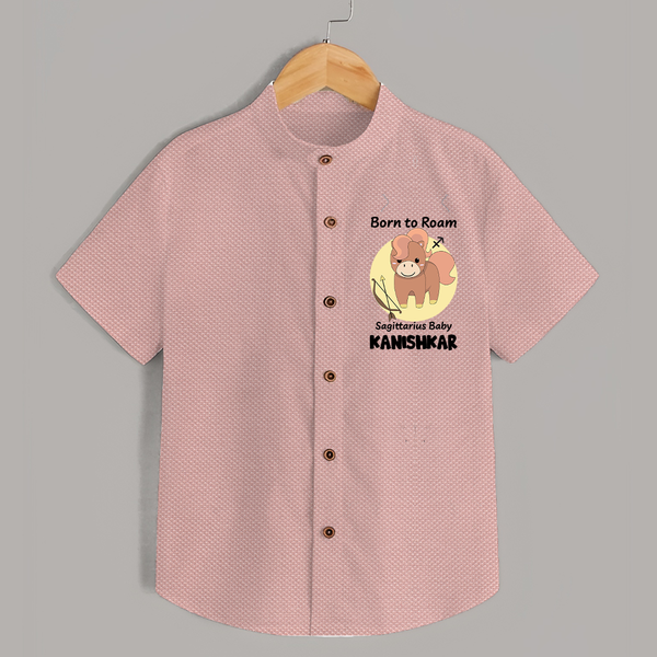 Born To Roam Sagittarius Baby Shirt | Custom Sagittarius Shirt for Your Adventurous Baby - PEACH - 0 - 6 Months Old (Chest 23")
