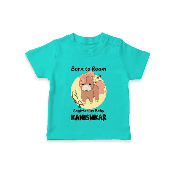 Born To Roam Sagittarius Baby T-Shirt | Custom Sagittarius T-Shirt for Your Adventurous Baby - TEAL - 0-5 Months Old (Chest 17")