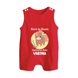 Born To Roam Sagittarius Baby Romper Suit / Sleeveless Romper | Custom Sagittarius Romper Suit / Sleeveless Romper for Your Adventurous Baby - RED - 0 - 5 Months Old (Chest 18")