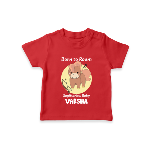 Born To Roam Sagittarius Baby T-Shirt | Custom Sagittarius T-Shirt for Your Adventurous Baby - RED - 0-5 Months Old (Chest 17")