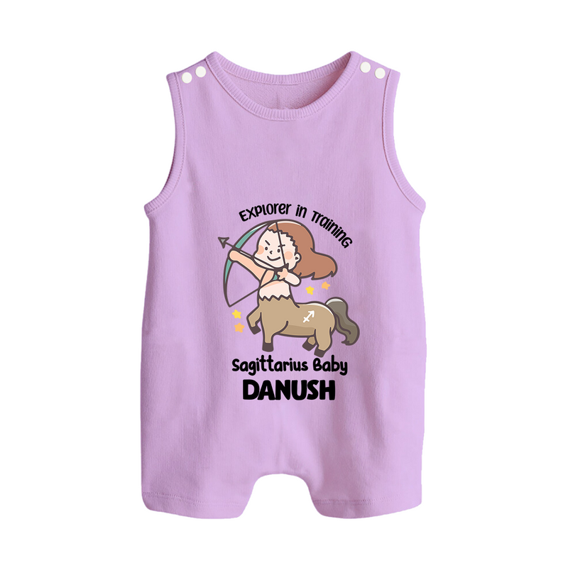 Explorer In Training Sagittarius Baby Romper Suit / Sleeveless Romper | Personalized Sagittarius Romper Suit / Sleeveless Romper for Your Little Explorer - LILAC - 0 - 5 Months Old (Chest 18")