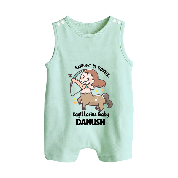 Explorer In Training Sagittarius Baby Romper Suit / Sleeveless Romper | Personalized Sagittarius Romper Suit / Sleeveless Romper for Your Little Explorer - MINT GREEN - 0 - 5 Months Old (Chest 18")