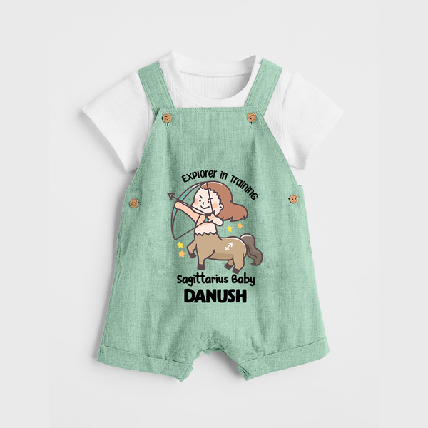 Explorer In Training Sagittarius Baby Dungaree Set | Personalized Sagittarius Dungaree Set for Your Little Explorer - MINT GREEN - 0 - 5 Months Old (Chest 18")