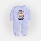 Explorer In Training Sagittarius Baby Sleepsuit / Full Sleeve Bodysuit | Personalized Sagittarius Sleepsuit / Full Sleeve Bodysuit for Your Little Explorer - BABY BLUE - New Born (Chest 7.5")