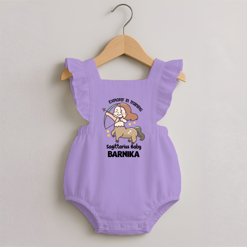 Explorer In Training Sagittarius Baby Romper Frock | Personalized Sagittarius Romper Frock for Your Little Explorer - LILAC - 0 - 3 Months Old (Chest 19")