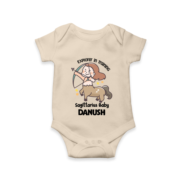Explorer In Training Sagittarius Baby Romper / Onesie | Personalized Sagittarius Romper / Onesie for Your Little Explorer - IVORY - New Born (Chest 14")