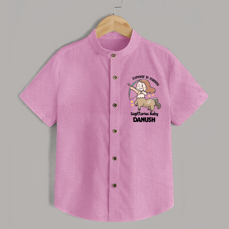 Explorer In Training Sagittarius Baby Shirt | Personalized Sagittarius Shirt for Your Little Explorer - BABY PINK - 0 - 6 Months Old (Chest 23")