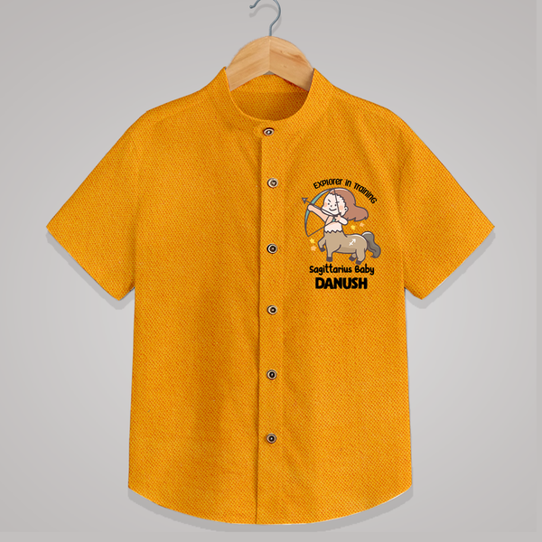 Explorer In Training Sagittarius Baby Shirt | Personalized Sagittarius Shirt for Your Little Explorer - CHROME YELLOW - 0 - 6 Months Old (Chest 23")