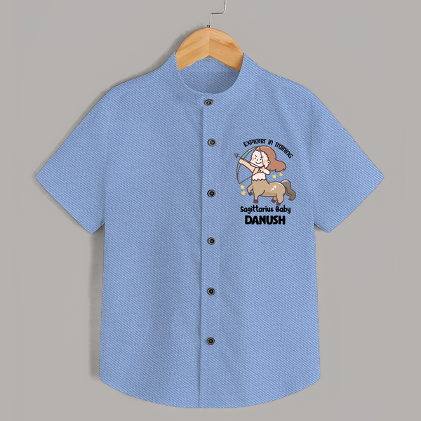 Explorer In Training Sagittarius Baby Shirt | Personalized Sagittarius Shirt for Your Little Explorer - SKY BLUE - 0 - 6 Months Old (Chest 23")