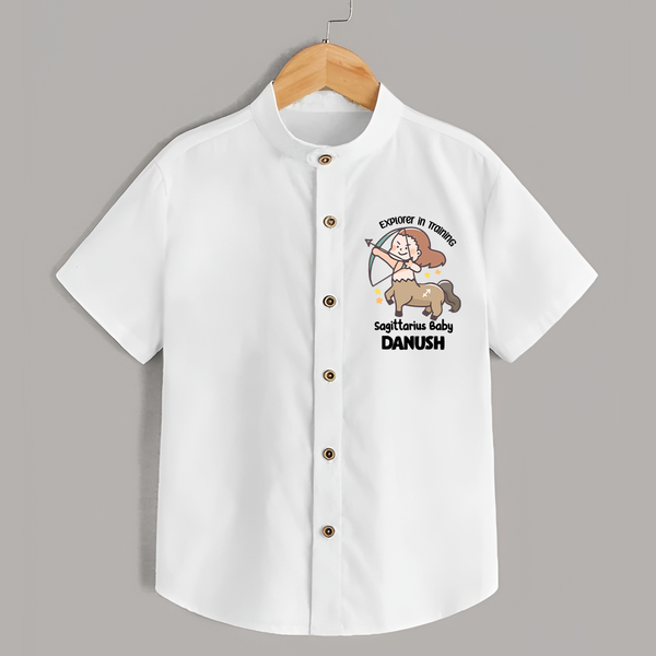 Explorer In Training Sagittarius Baby Shirt | Personalized Sagittarius Shirt for Your Little Explorer - WHITE - 0 - 6 Months Old (Chest 23")