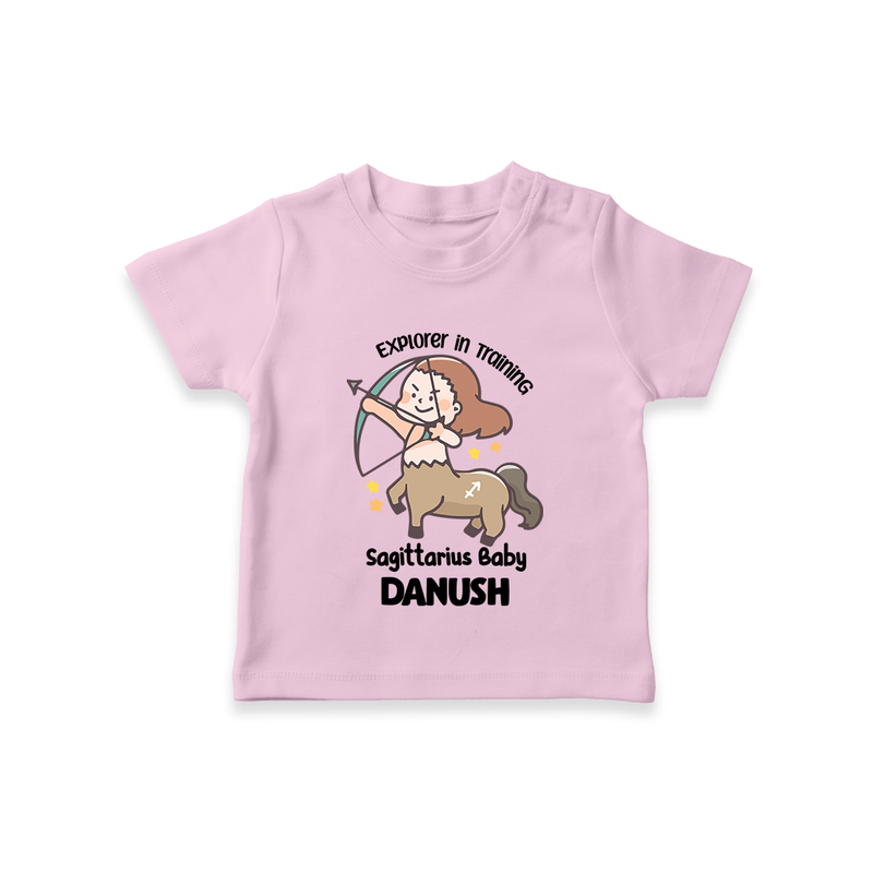 Explorer In Training Sagittarius Baby T-Shirt | Personalized Sagittarius T-Shirt for Your Little Explorer - BABY PINK - 0-5 Months Old (Chest 17")