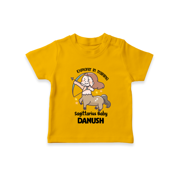 Explorer In Training Sagittarius Baby T-Shirt | Personalized Sagittarius T-Shirt for Your Little Explorer - CHROME YELLOW - 0-5 Months Old (Chest 17")