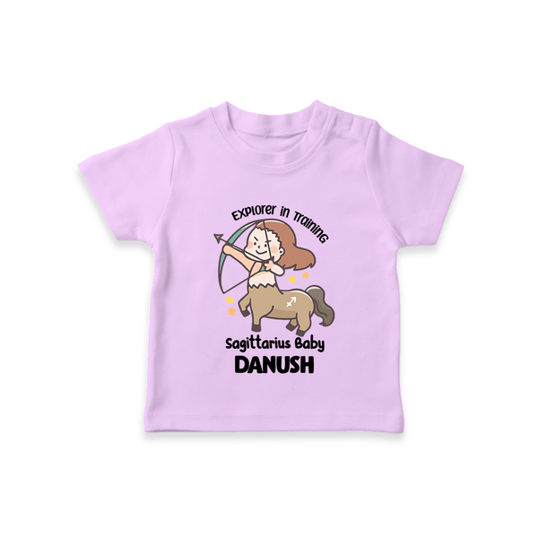 Explorer In Training Sagittarius Baby T-Shirt | Personalized Sagittarius T-Shirt for Your Little Explorer - LILAC - 0-5 Months Old (Chest 17")