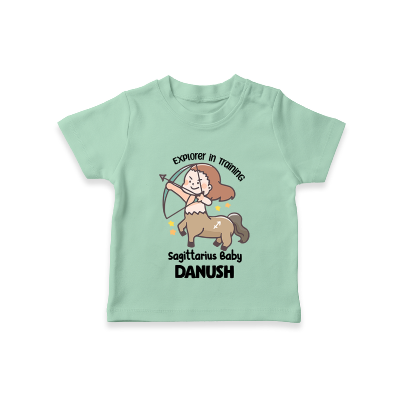 Explorer In Training Sagittarius Baby T-Shirt | Personalized Sagittarius T-Shirt for Your Little Explorer - MINT GREEN - 0-5 Months Old (Chest 17")