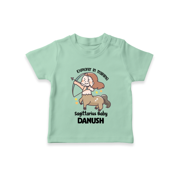 Explorer In Training Sagittarius Baby T-Shirt | Personalized Sagittarius T-Shirt for Your Little Explorer - MINT GREEN - 0-5 Months Old (Chest 17")