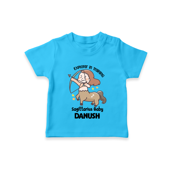 Explorer In Training Sagittarius Baby T-Shirt | Personalized Sagittarius T-Shirt for Your Little Explorer - SKY BLUE - 0-5 Months Old (Chest 17")