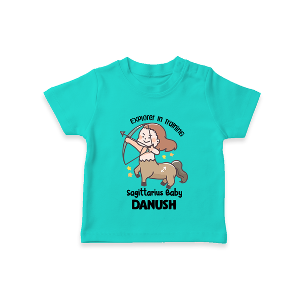 Explorer In Training Sagittarius Baby T-Shirt | Personalized Sagittarius T-Shirt for Your Little Explorer - TEAL - 0-5 Months Old (Chest 17")