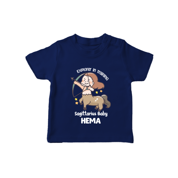 Explorer In Training Sagittarius Baby T-Shirt | Personalized Sagittarius T-Shirt for Your Little Explorer - NAVY BLUE - 0-5 Months Old (Chest 17")